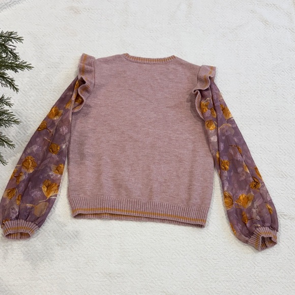 Fate Lilac Cable Knit Sweater with Floral Sleeves Size L - Picture 7 of 10